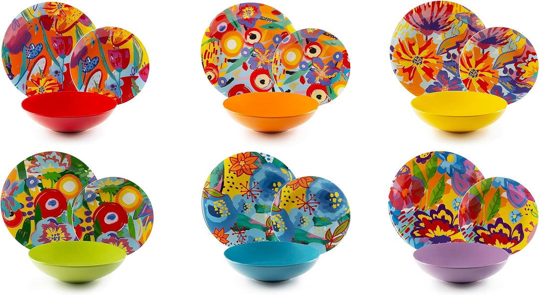 Excelsa Provence Tellerservice 18 Stück, Porzellan und Steineware, mehrfarbig, 6 Personen Set 18 Pez