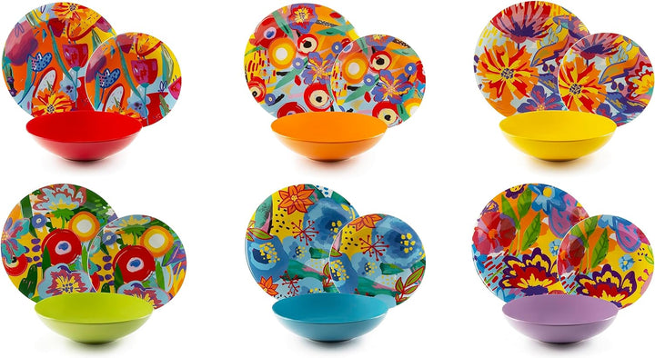 Excelsa Provence Tellerservice 18 Stück, Porzellan und Steineware, mehrfarbig, 6 Personen Set 18 Pez