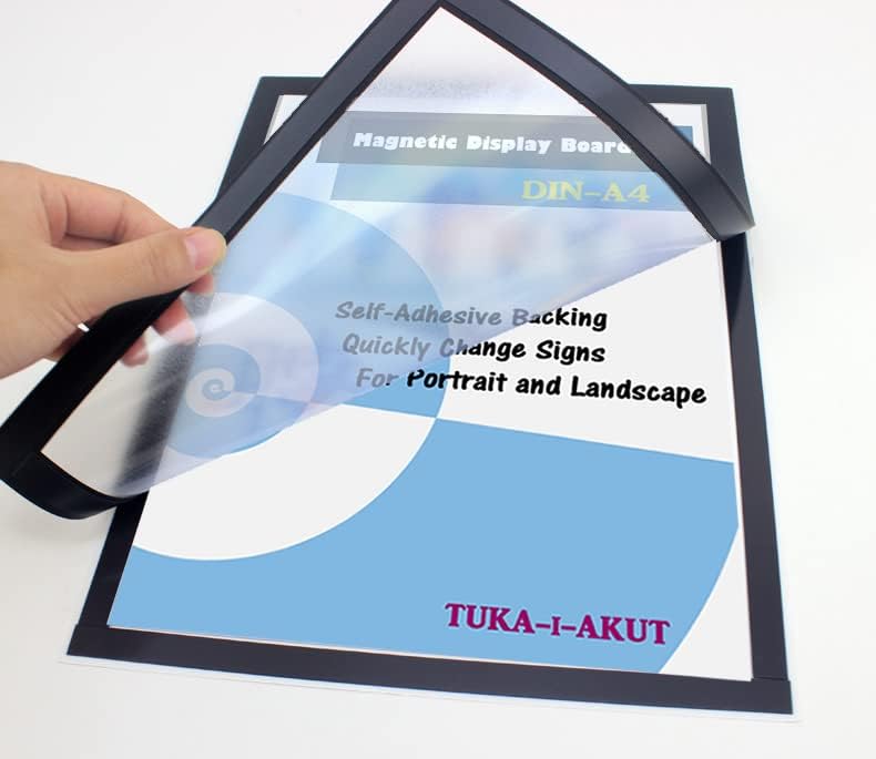TUKA-i-AKUT 10st. A4 Info-Rahmen Selbstklebend mit Magnetverschluss, Einstecktasche Infotasche Blatt