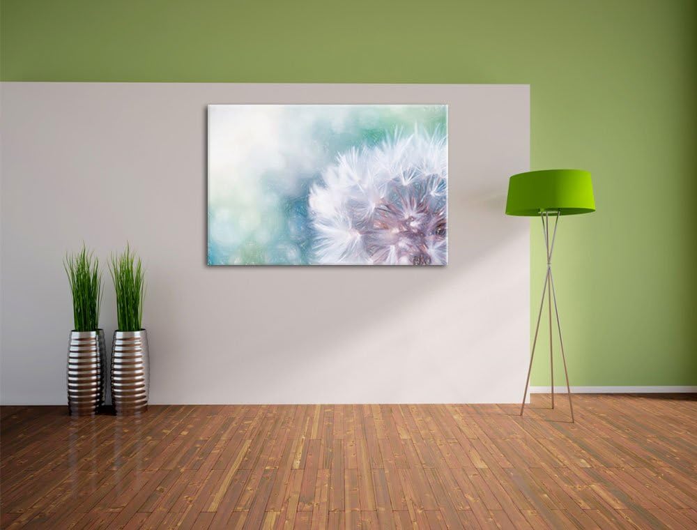 Pixxprint Zauberhafte Pusteblume Bunstift Effekt, Format: 100x70 auf Leinwand, XXL Bilder fertig ger