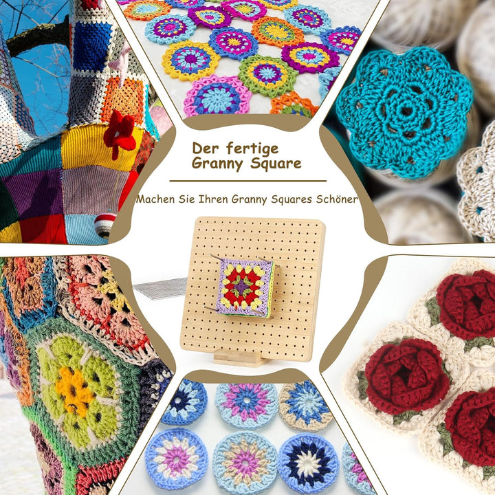 Coopay Granny Square Spanner, Wooden Granny Squares Blocking Board, 23,5 x 23,5 cm Sperrbrett Häkeln