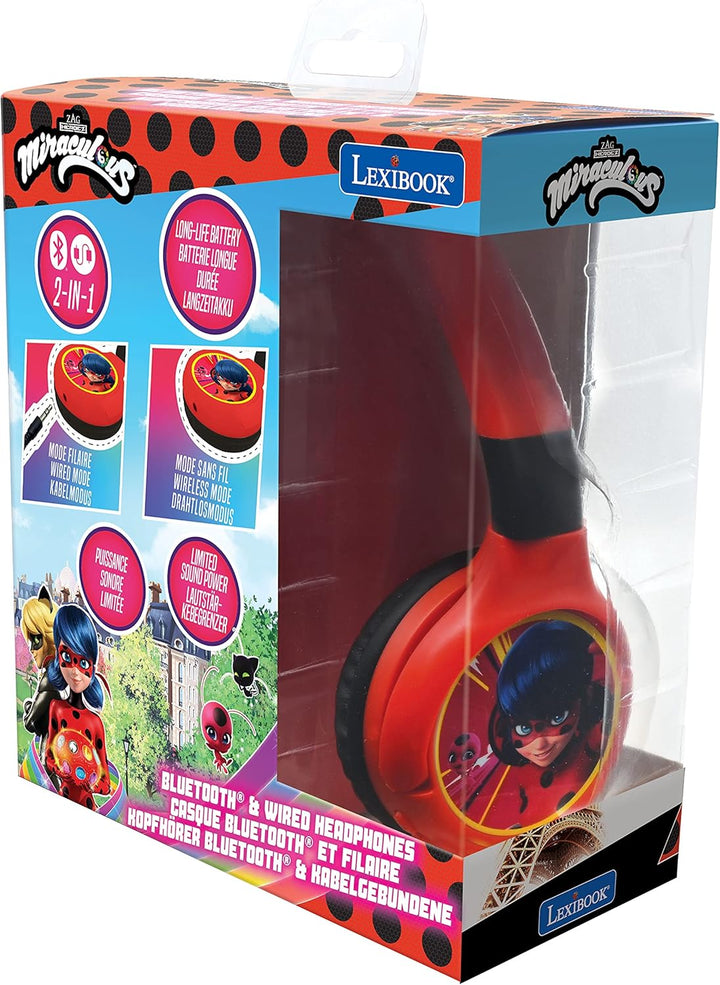 Lexibook, Miraculous Ladybug Cat Noir, 2-in-1 Audio-Kopfhörer mit Bluetooth und Kabel, Stereo, begre