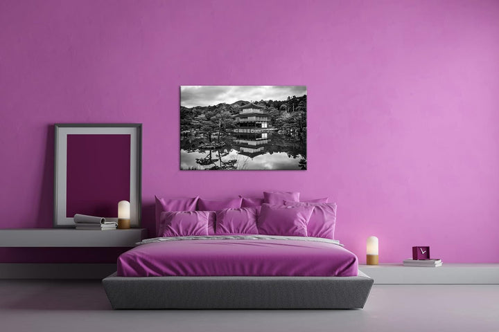 deyoli Tempel- und Gartenanlage Japans Effekt: Schwarz&Weiss,Format: 80x60 als Leinwandbild, Motiv f
