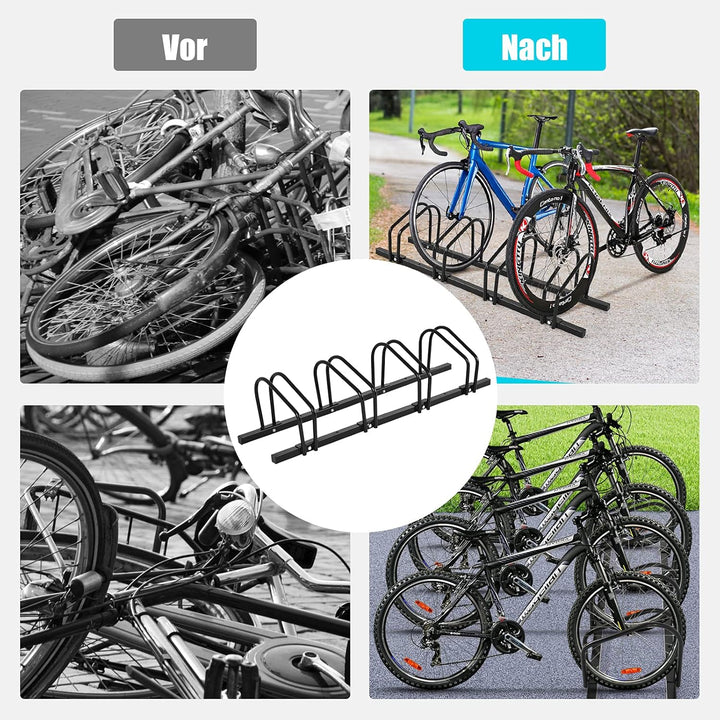COSTWAY Fahrradständer Standparker Bodenständer Aufstellständer mit 4/5/6 Fahrrad Stellplätze, Mehrf
