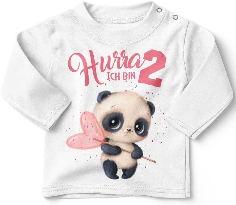 miKalino Baby/Kinder Longsleeve mit Spruch Ich Bin Zwei 2 süsser Waschbär Langarm Shirt für Mädchen