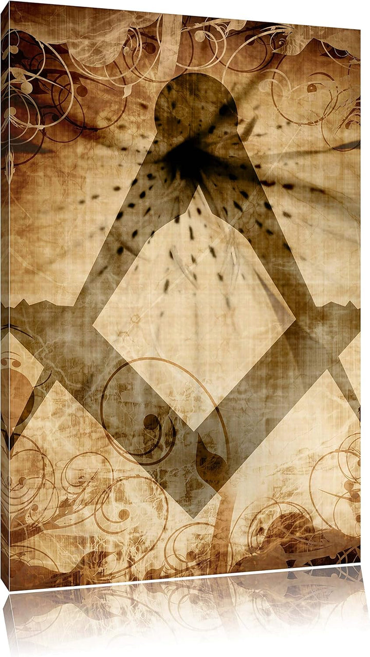 Freimauer Symbol Format: 100x70 auf Leinwand, XXL riesige Bilder fertig gerahmt mit Keilrahmen, Kuns