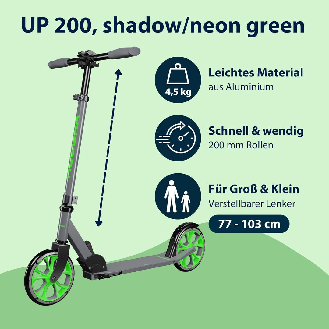 HUDORA Scooter Up 200 Normal grau / neon grün, Normal grau / neon grün