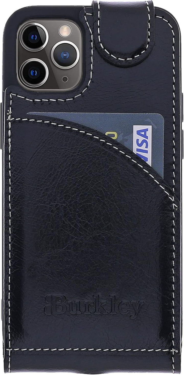 Burkley Flip Case Handyhülle für iPhone 14 Plus - Handytasche aus echtem Rindsleder, 360° Schutz mit