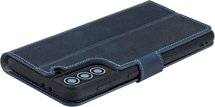 Suncase Book-Style Hülle kompatibel mit Samsung Galaxy S22 Plus 5G Leder Tasche (Slim-Fit) Lederhüll