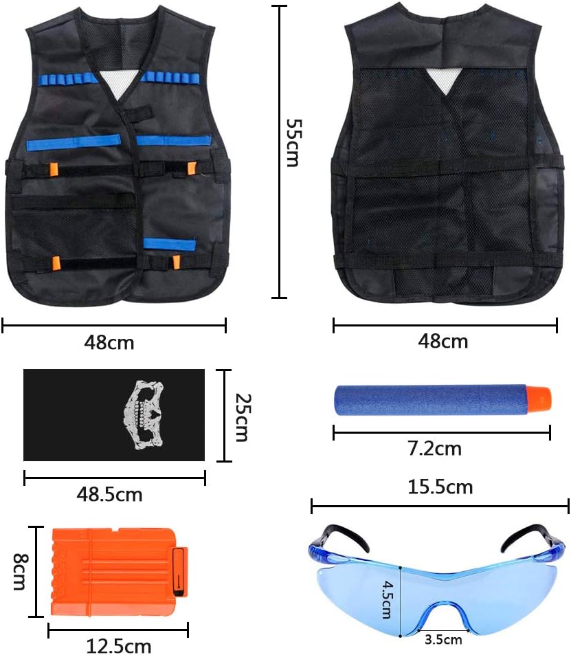 TIMESETL 2Set Taktische Weste Jacke Kit für Kinder, Nerf N-Strike Elite Set, 2 Battel Weste, Nerf Zu
