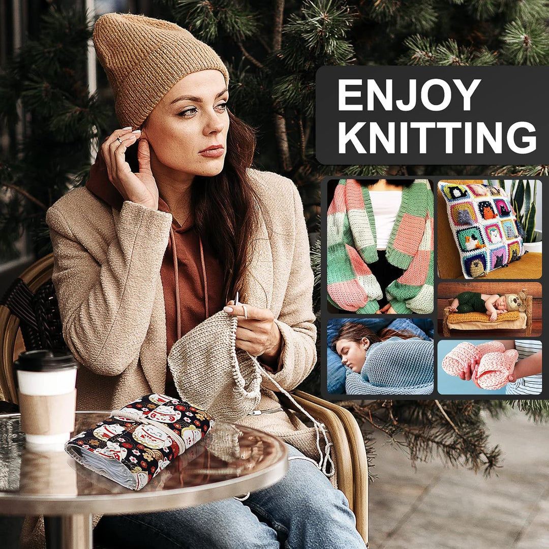 Coopay Rundstricknadeln Set mit Lose-Blat Tasche, 9 Stück Edelstahl Stricknadeln Rundstricknadel 80