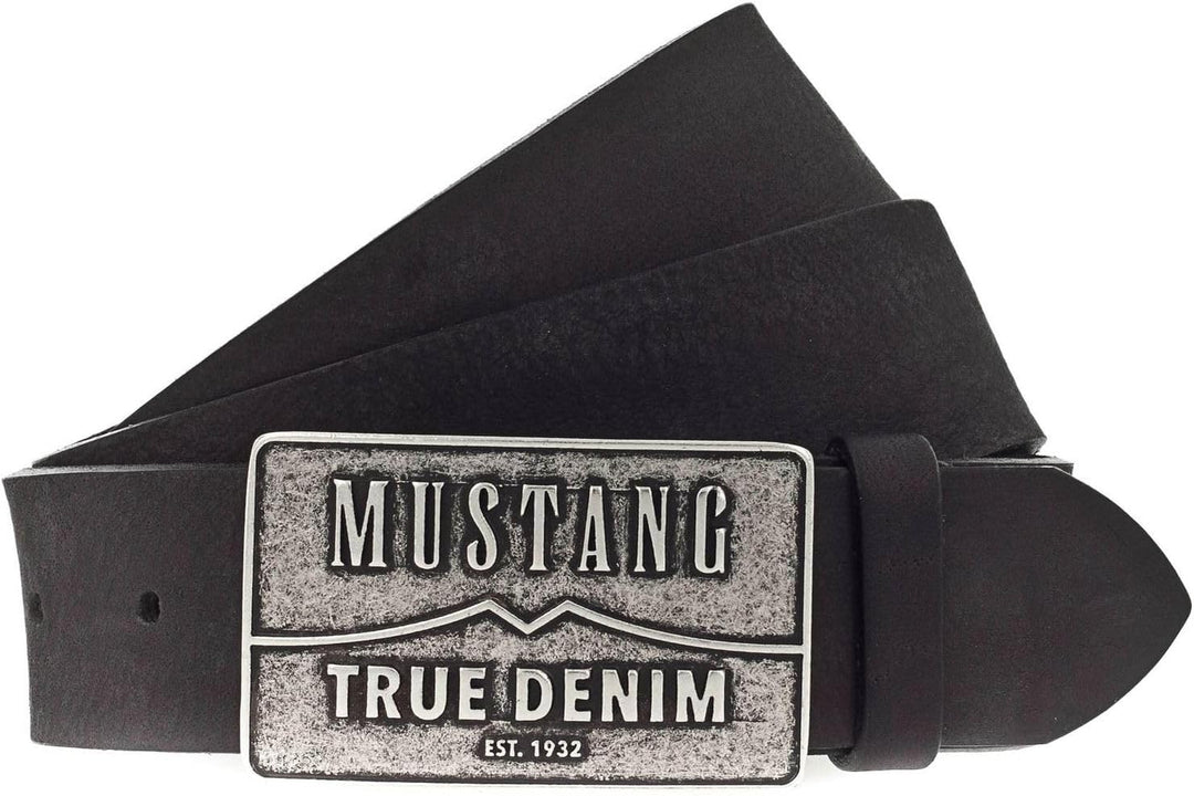 MUSTANG Herren Ledergürtel MG2170R17 40mm Gürtelbreite Schwarz Braun 80-115 W95 Black 0790, W95 Blac