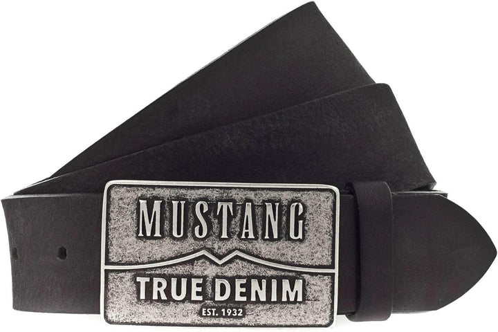 MUSTANG Herren Ledergürtel MG2170R17 40mm Gürtelbreite Schwarz Braun 80-115 W100 Black 0790, W100 Bl