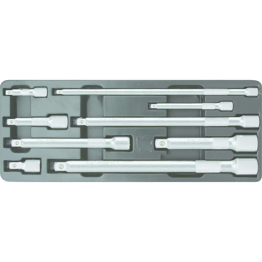 KS Tools 1/4"+3/8"+1/2" Verlängerungs-Satz, 9-TLG, Edelstahl Kunststoff Gummi Metall Legierung und K