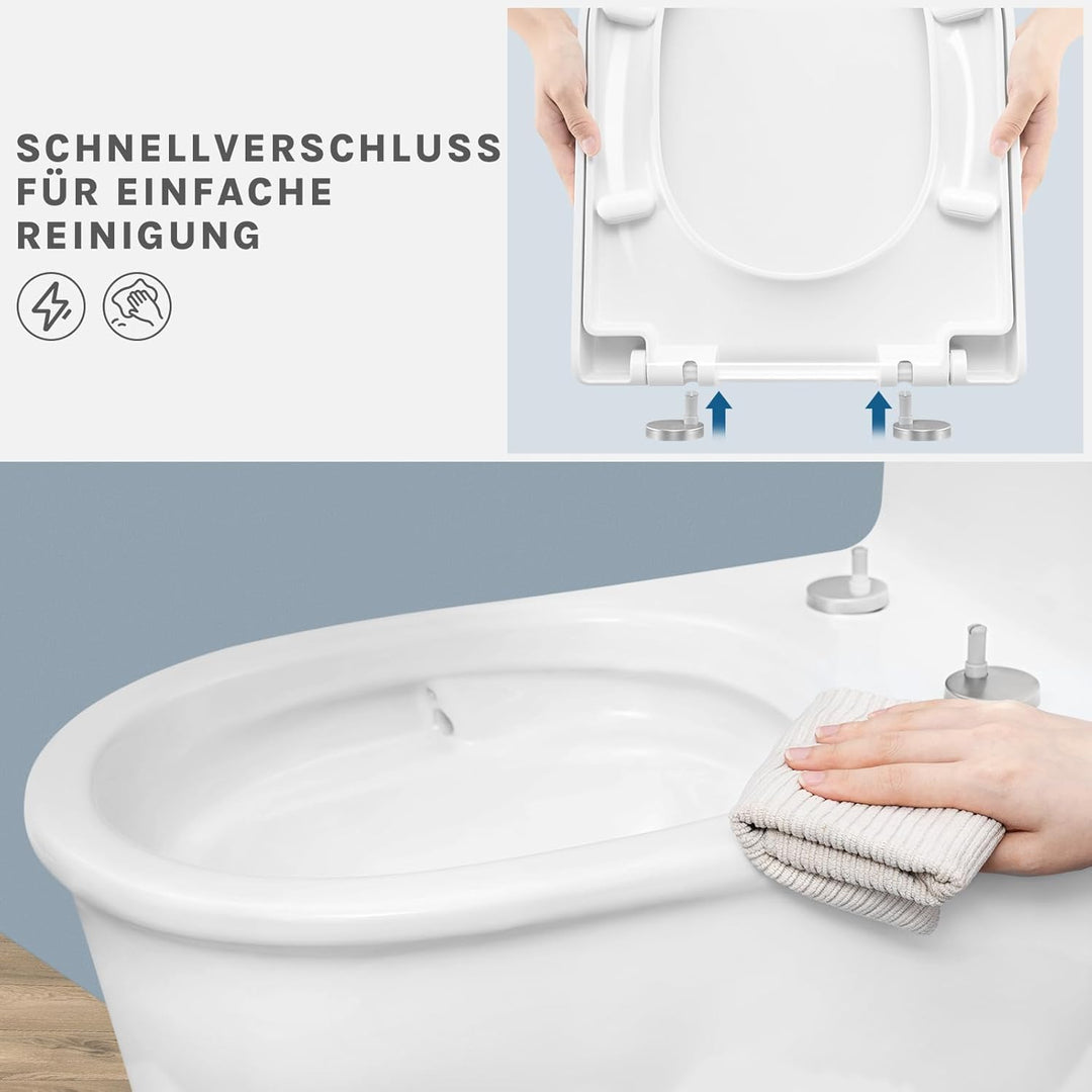 WOLTU WS2543 Klodeckel Wc Sitz Deckel Absenkautomatik, Kunststoff, Fast Fix/Schnellbefestigung, Soft