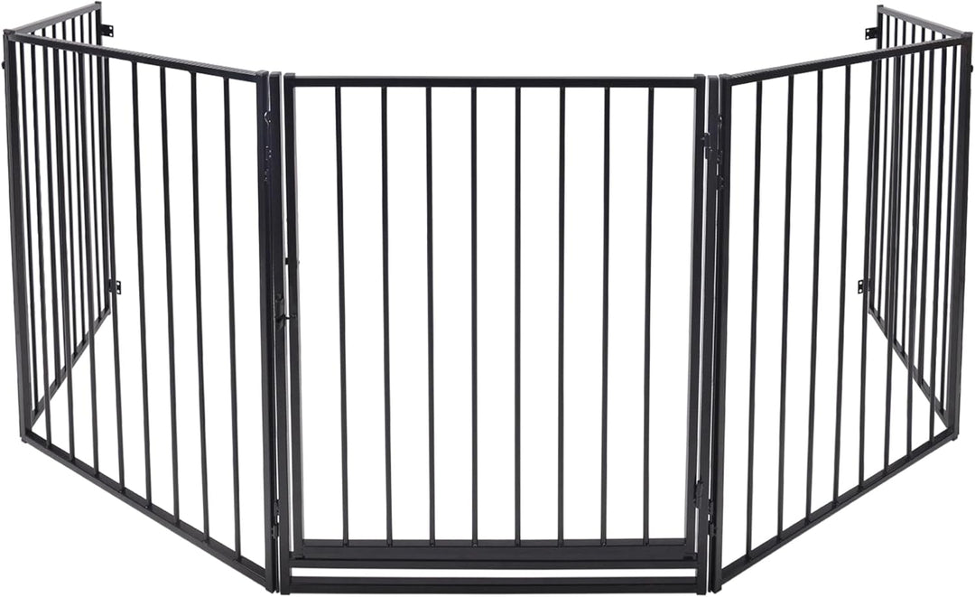 Yznahre Kaminschutzgitter Metall 305cm - 5 Elemente Kinderschutzgitter mit Tür Kamingitter Kindersch