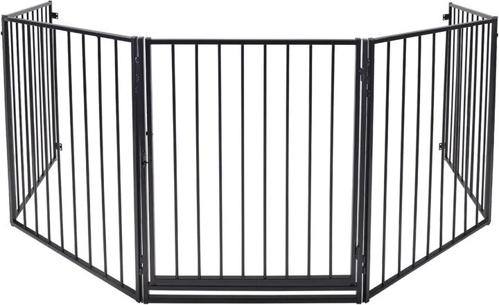 Yznahre Kaminschutzgitter Metall 305cm - 5 Elemente Kinderschutzgitter mit Tür Kamingitter Kindersch