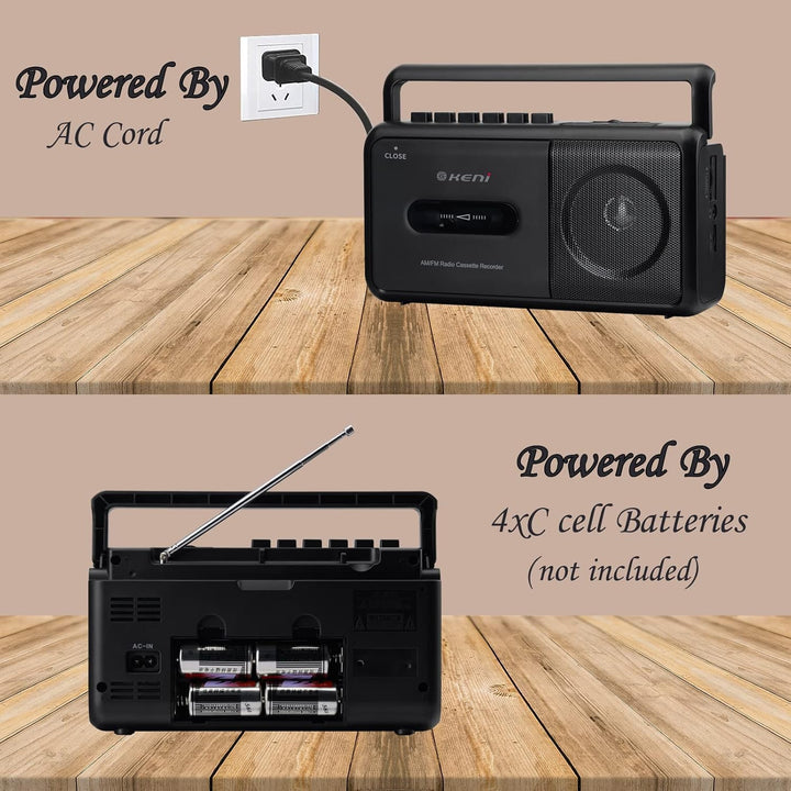 Tragbarer Kassettenplayer Boombox mit AM/FM Radio Stereo, Kassettenrekorder mit Kopfhöreranschluss,