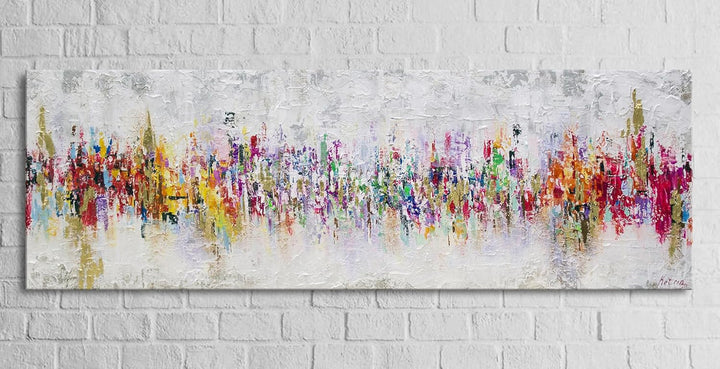 YS-Art Abstrakt Acryl Gemälde auf Leinwand handgemalt Abstraktion II Wandbilder Wohnzimmer moderne f