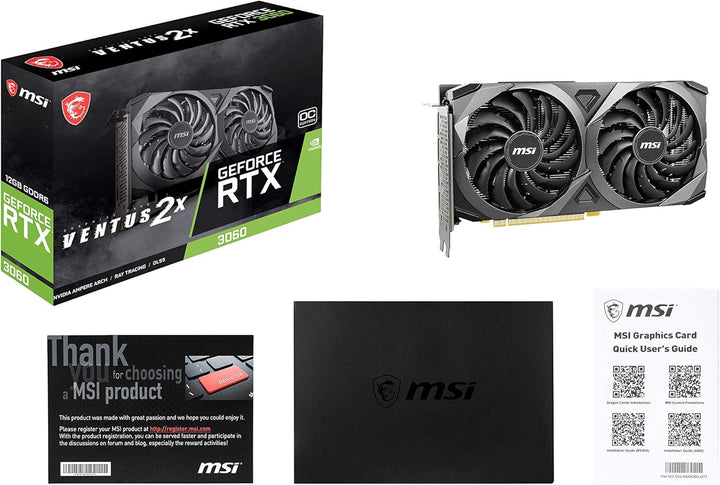 MSI GeForce RTX 3060 VENTUS 2X 12G OC, Gaming Grafikkarte - NVIDIA RTX 3060, 12GB GDDR6 Speicher, 19