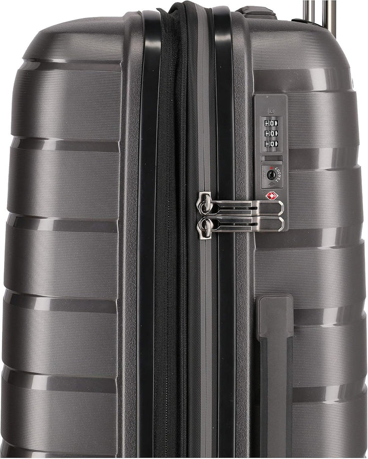 travelite 4-Rad Koffer L mit TSA Schloss, Gepäck Serie AIR BASE: Funktionaler Hartschalen Trolley im