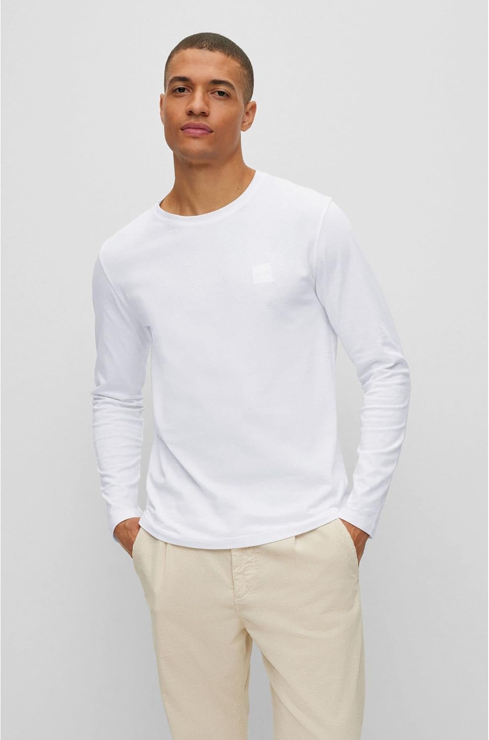 BOSS Herren Tacks T-Shirt aus Baumwoll-Jersey mit Logo-Aufnäher XS White100, XS White100