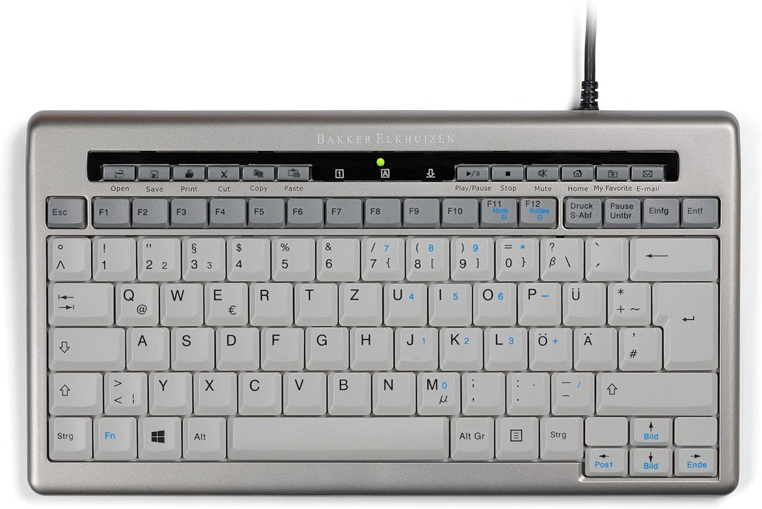 BakkerElkhuizen S-Board 840 Compact Tastatur, deutsches Layout QWERTZ, Kabelgebunden, Hellgrau/Weiss