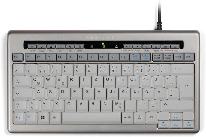 BakkerElkhuizen S-Board 840 Compact Tastatur, deutsches Layout QWERTZ, Kabelgebunden, Hellgrau/Weiss