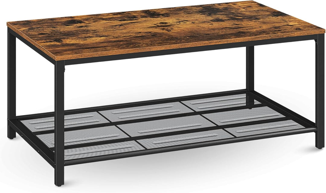 holz4home® Couchtisch Connie mit Gitterablage | 106x60x45 cm | Einfache Montage | Industrial-Look Br