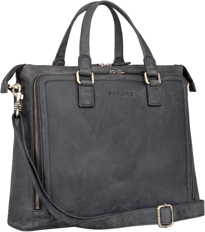STILORD 'Claire' Businesstasche Damen Leder 15 Zoll Laptoptasche DIN A4 Aktentasche Umhängetasche un