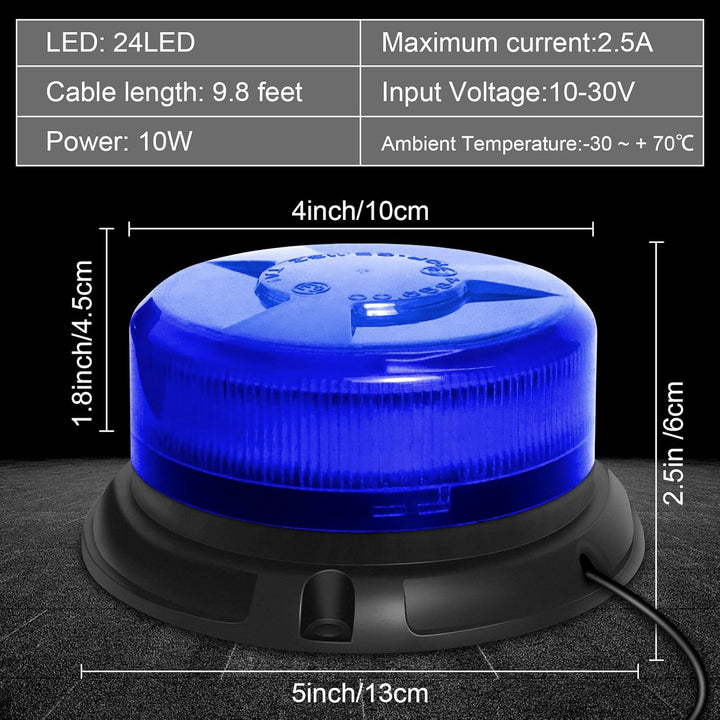 Dinfu Blaulicht Auto, Blau LED Rundumleuchte Auto Blitzleuchten Magnetfuss LED Rundumleuchte Blinkle