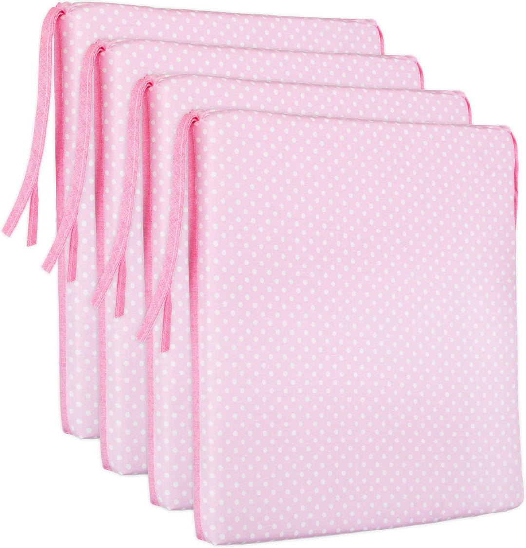 Brandsseller 4er Set Sitzkissen 40x40 cm mit Punkten – Bequeme Stuhlauflagen mit Bindebändern & abne