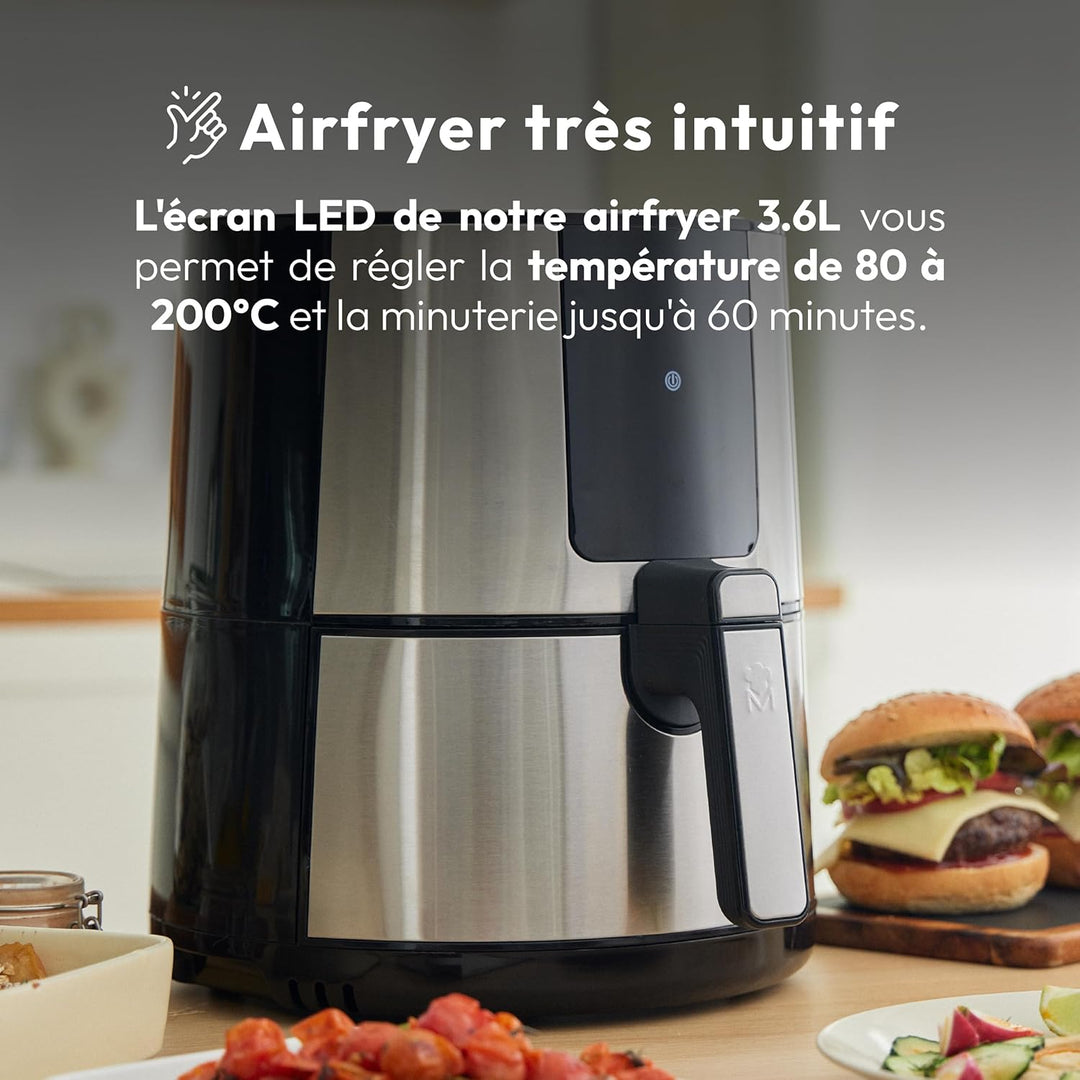 MasterPRO Rocket 360 | Hot Air Fryer | 3.6 L Capacity and 1500 W Power | LED Touch Screen and Non-St