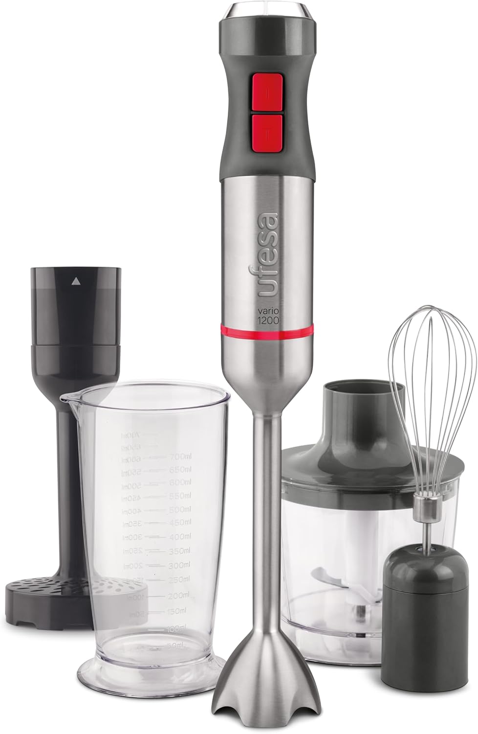 Ufesa BP4654 Vario 1200 Max Handmixer, Leistung 1200 W, 20 Geschwindigkeiten + Turbo, Gehäuse und 4