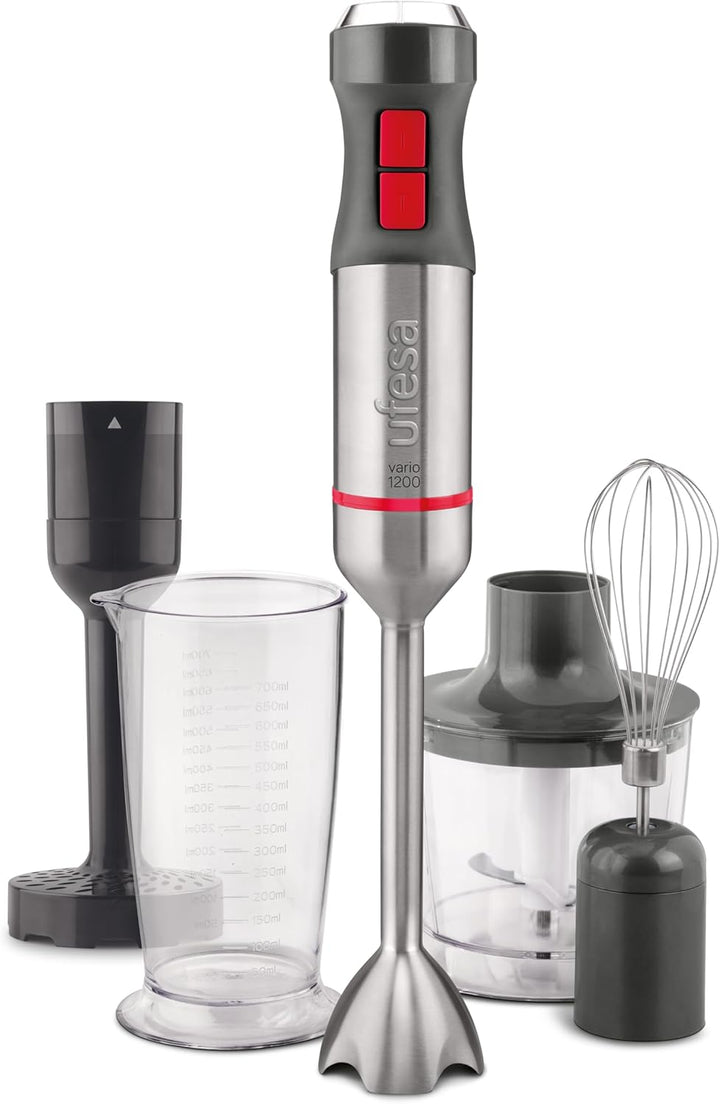 Ufesa BP4654 Vario 1200 Max Handmixer, Leistung 1200 W, 20 Geschwindigkeiten + Turbo, Gehäuse und 4