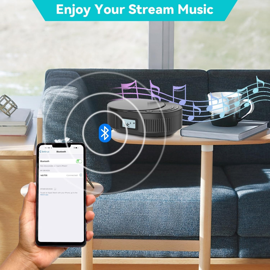 NEU 2024 CD Player Tragbar, Monodeal CD Player Bluetooth & Radio FM 2 in 1, Wiederaufladbar Tragbare