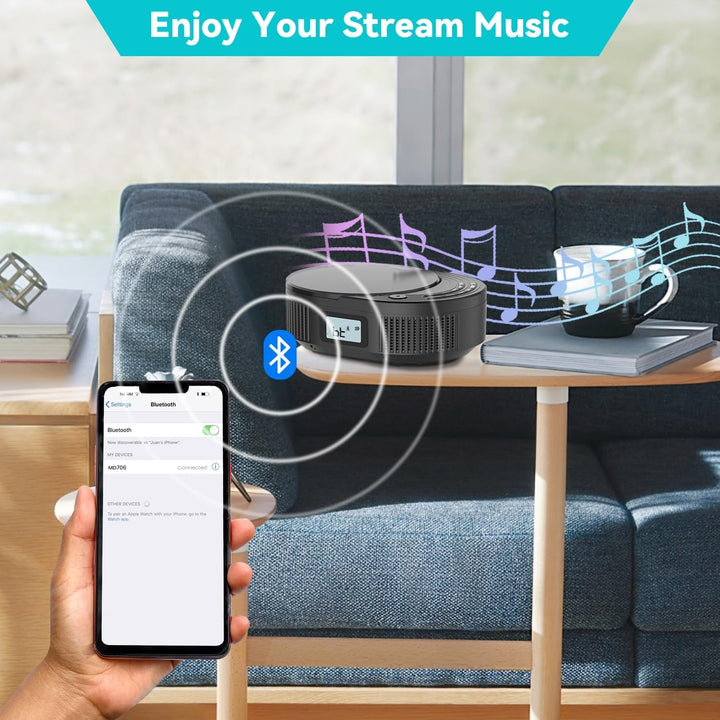 NEU 2024 CD Player Tragbar, Monodeal CD Player Bluetooth & Radio FM 2 in 1, Wiederaufladbar Tragbare