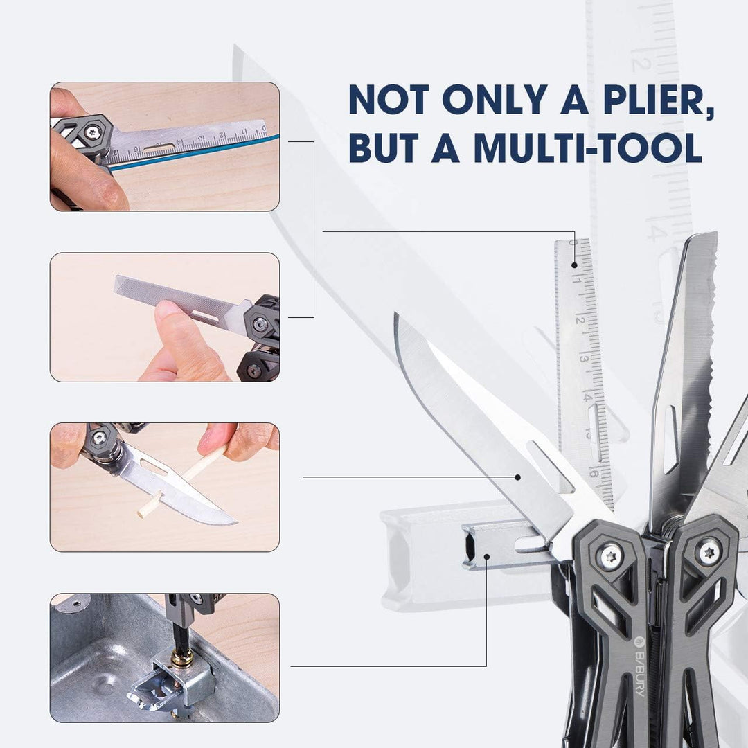 Multitool Zange Geschenke für Männer Frauen, BIBURY Titan Mehrzweck-Taschenmesser-Zangen-Kit, Edelst