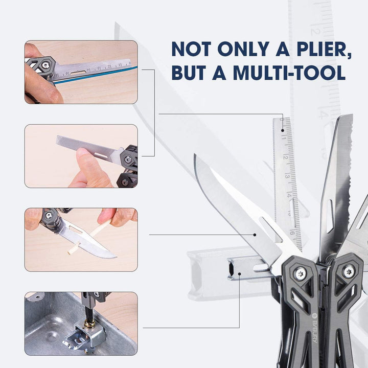 Multitool Zange Geschenke für Männer Frauen, BIBURY Titan Mehrzweck-Taschenmesser-Zangen-Kit, Edelst