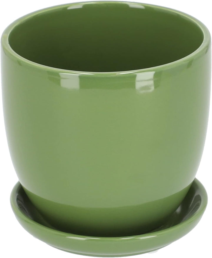 KOTARBAU® Keramik Blumentopf Übertopf für Blumen Pflanzen ⌀ 20 cm mit Tropfschale Grün ⌀ 20 mm Grün,
