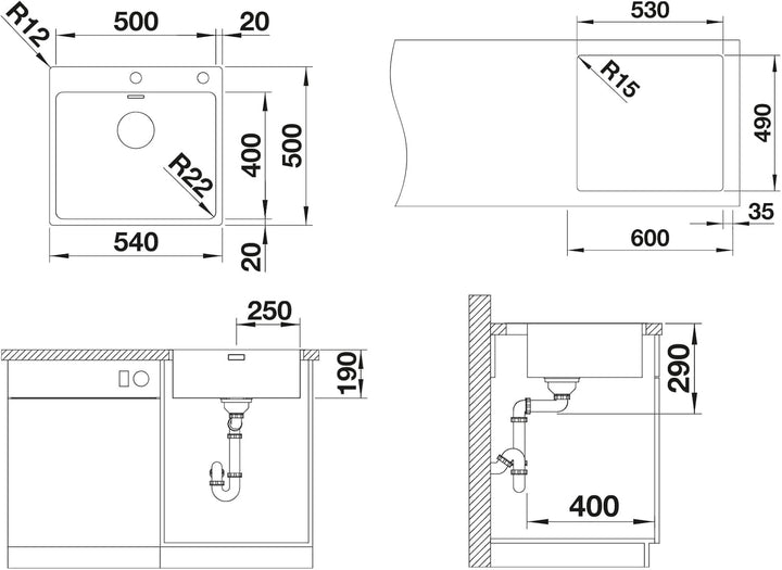 BLANCO ANDANO 500-IF/A | Edelstahl | Einbauart: Einbau von Oben & Flächenbündig | mit Ablauffernbedi