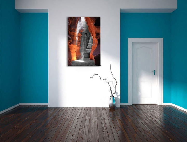 prächtiger Antelope Canyon schwarz/weiss Format: 100x70 auf Leinwand, XXL riesige Bilder fertig gera