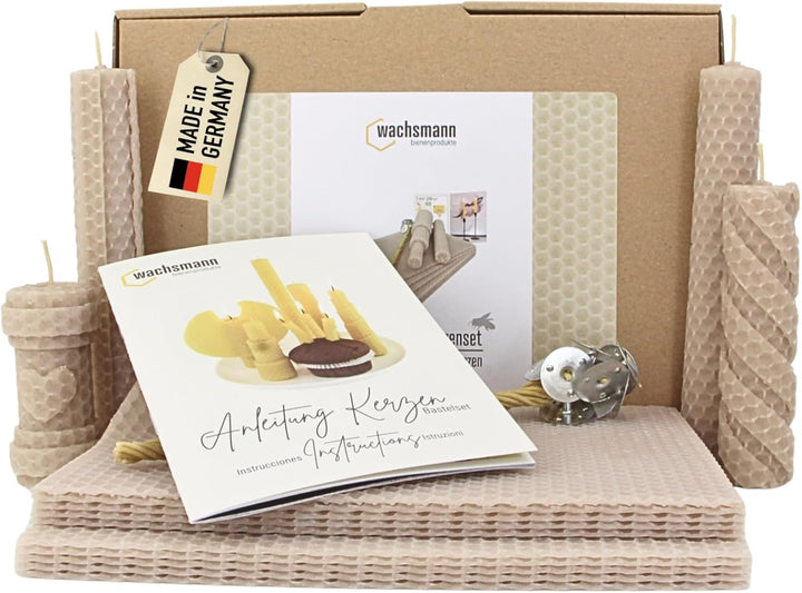 Wachsmann DIY Bienenwachs Kerzen Bastelset – Starterset für 10 Kerzen in vielen Farben – 100% reines