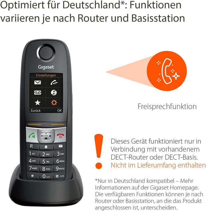 Gigaset E630HX – DECT-Mobilteil mit Ladeschale – Schnurloses Telefon für Router und DECT-Basis - Fri