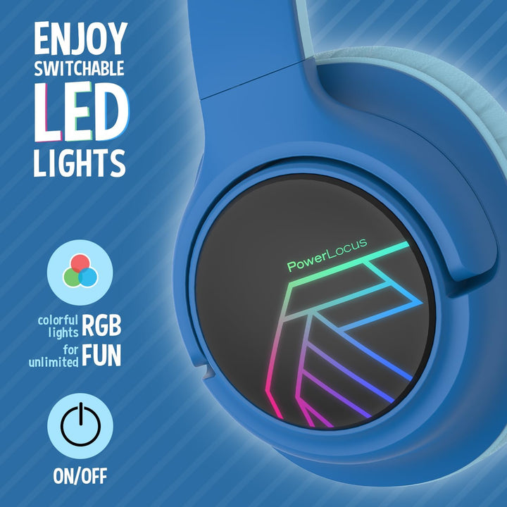 PowerLocus Bobo Bluetooth Kopfhörer Kinder, Kinderkopfhörer Over Ear mit 74/85/94dB Lautstärkebegren