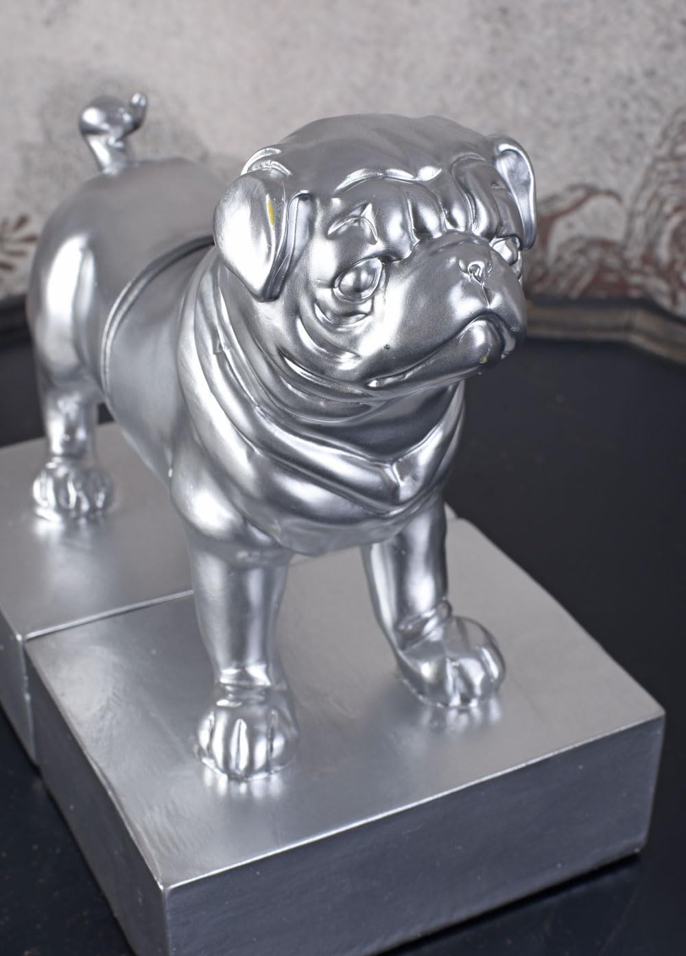 Mopsfigur Buchstützen Mops Silber Buchständer Pug Figur Carlin cw985 Palazzo Exklusiv