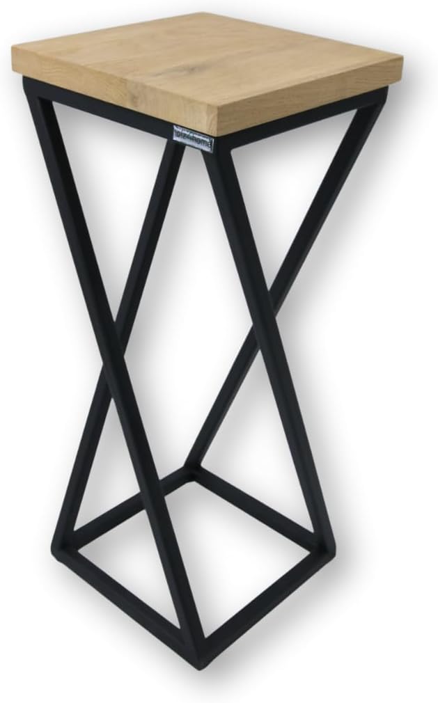 holz4home® Dekoständer 50 cm Gedrehte Streben I Eichenholz Natur Geölt I Blumenständer I Höhe: 50 cm