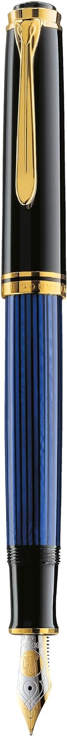 Pelikan Premium M600 Füllfederhalter, Feder B Plume Schwarz/Blau Schwarz / Blau, Schwarz / Blau