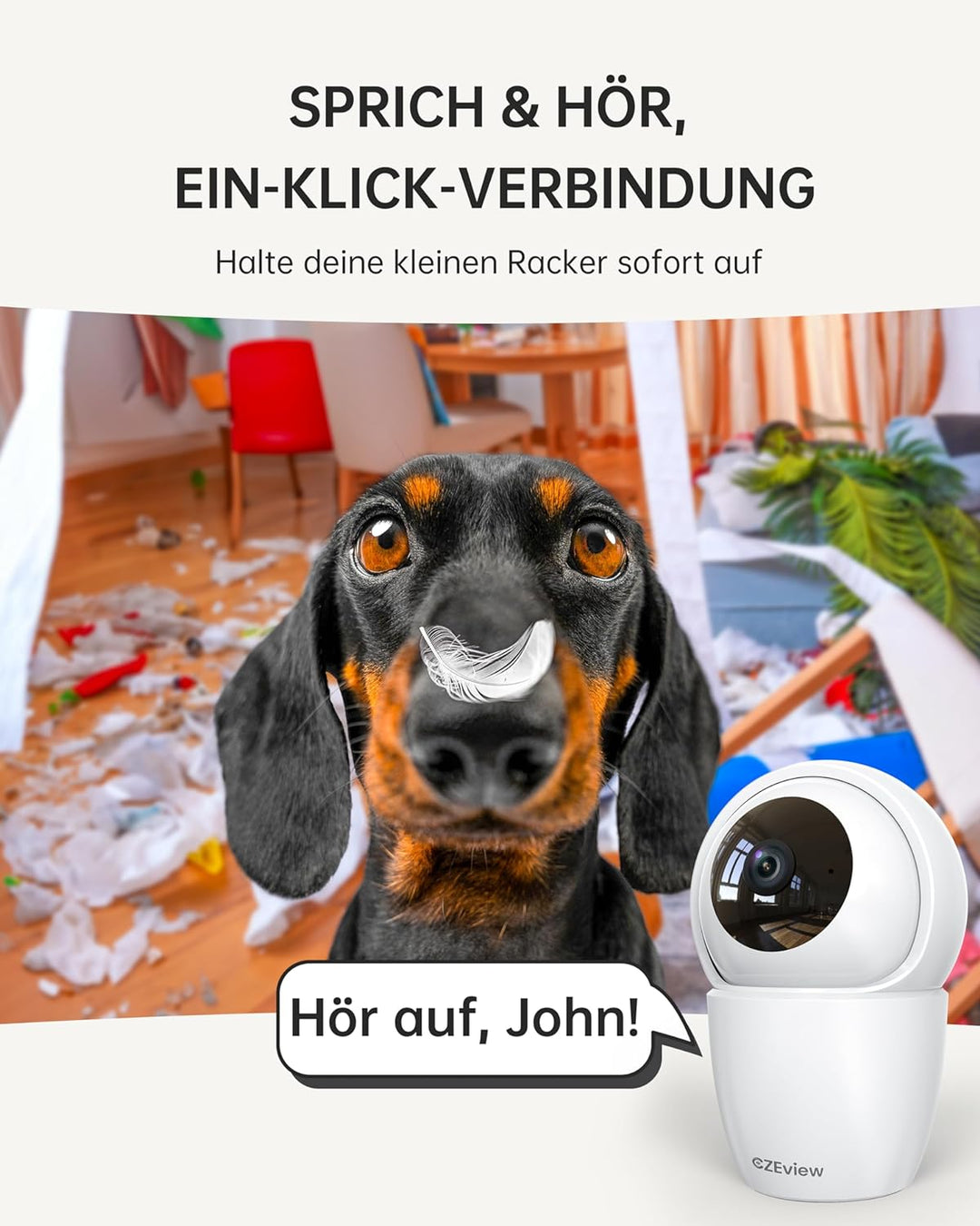 CZEview 3K 5MP Überwachungskamera Innen, 2,4/5Ghz Dual-Band WLAN Kamera Überwachung Innen, Hundekame