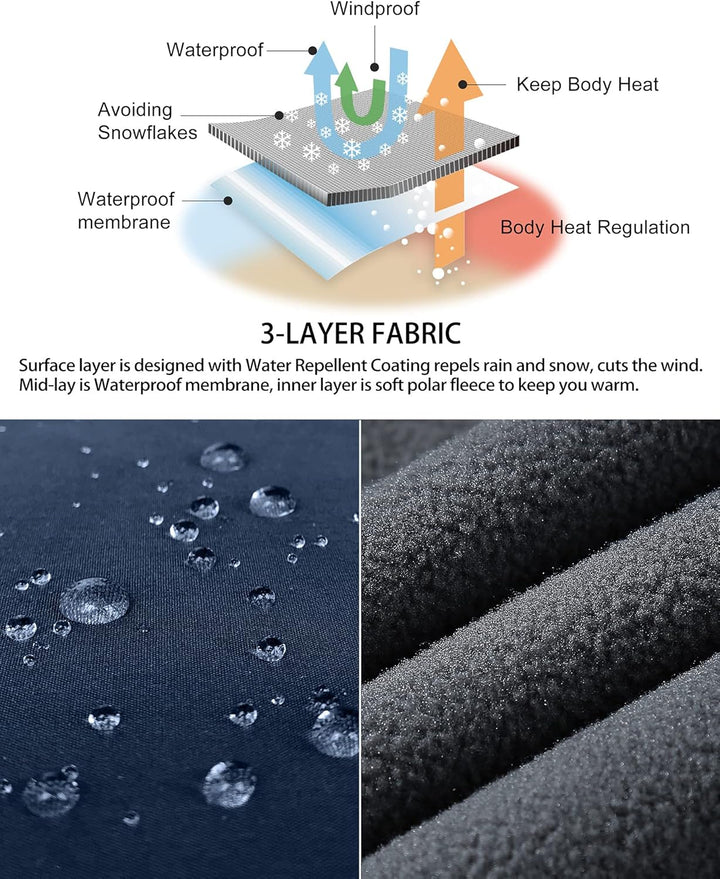 33,000ft Outdoorhose Herren Softshellhose Wasserdicht Winddicht Skihose Warm Fleece Gefüttert Arbeit